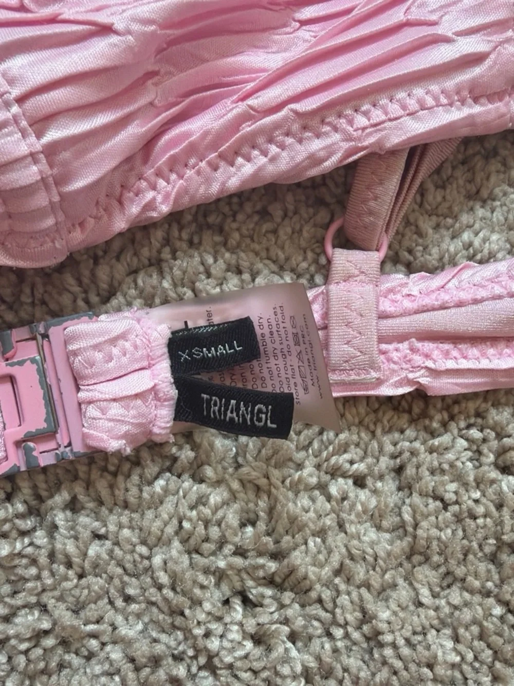 triangl swimwear Light Pink Textured Triangle Bikini Set